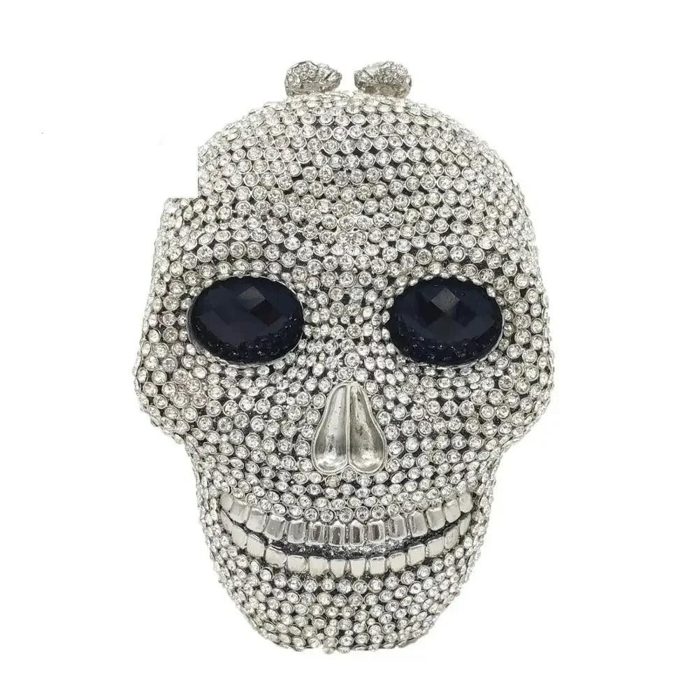 Raxiva-skull head halloween womens crystal party clutch bag